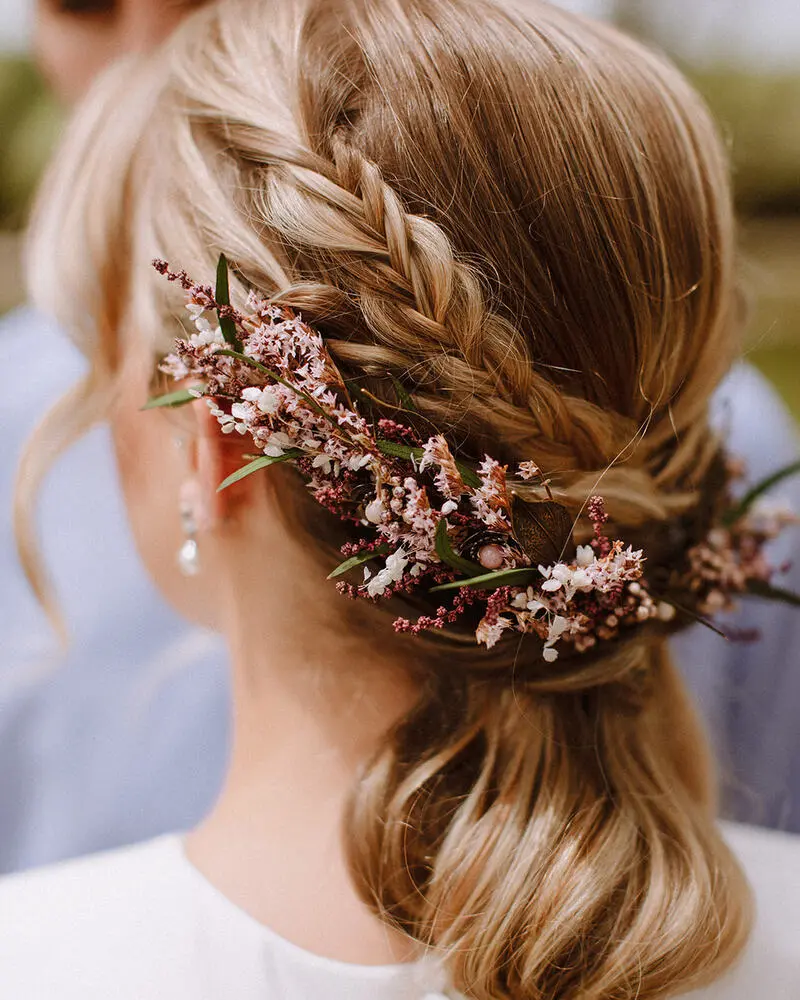 Fl-003 Corona de novia hecha a mano con flores preservadas