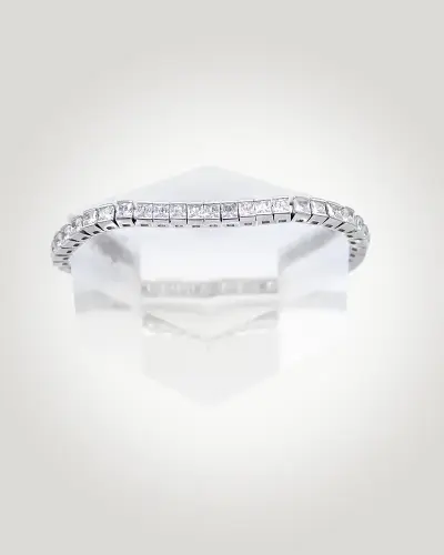 Pu-003-PB Pulsera Riviere de plata rodiada con circonitas de altísima calidad