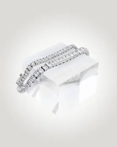 Pu-003-PB Pulsera Riviere de plata rodiada con circonitas de altísima calidad