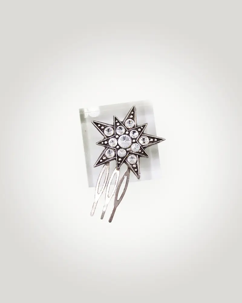 H2-001-PV Tocado peina novia boda estrella plata vieja