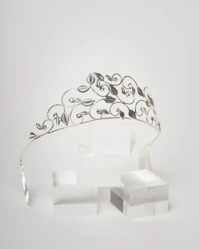 J13-001-PB Tiara de novia joya plata novia romantica elegante