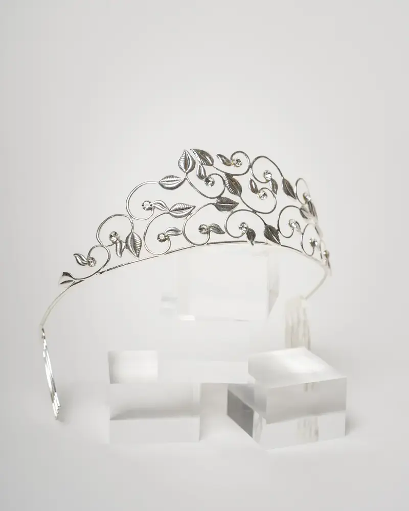 J13-001-PB Tiara de novia joya plata novia romantica elegante