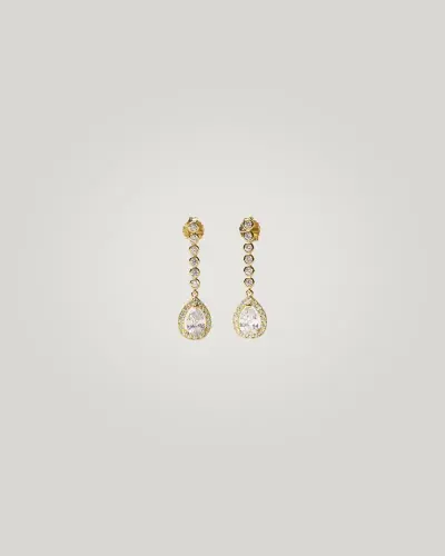 Pe-034-OA Pendientes de novia en oro amarillo y adornados con cristales de alta calidad