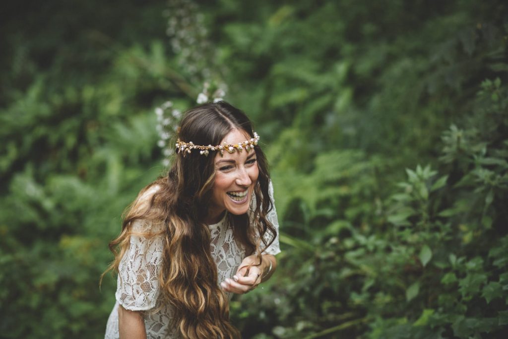 Corona boho como tocado de novia