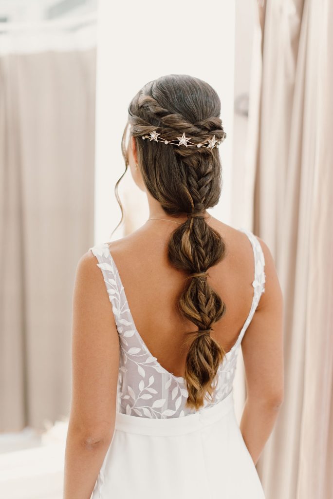 Tocado boda trenza novia