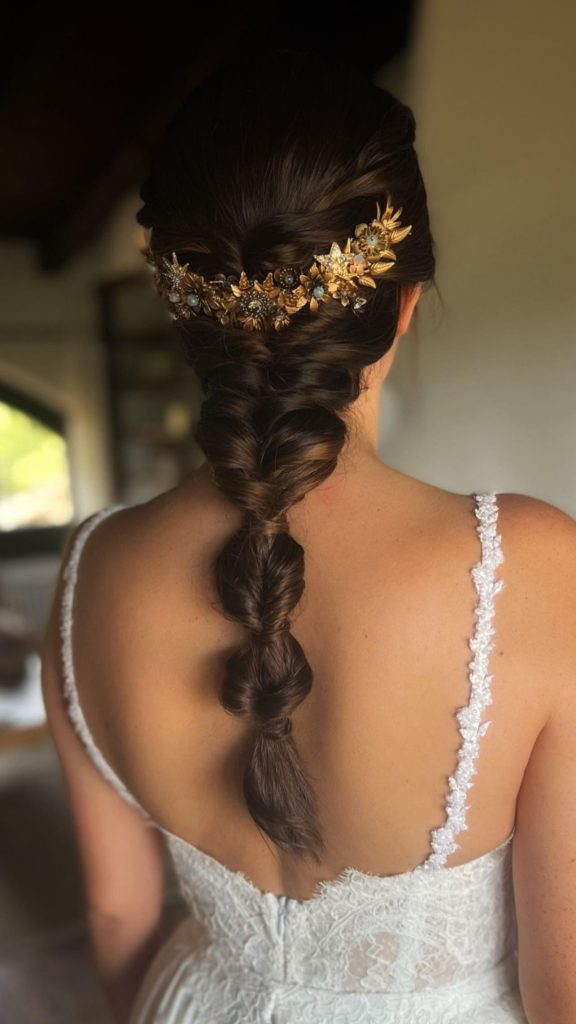 Tocado corona novia trenza 